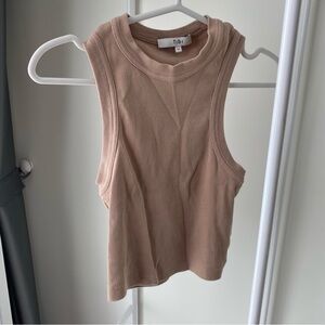 Tibi Ribbed T Cropped Tank Sand, M